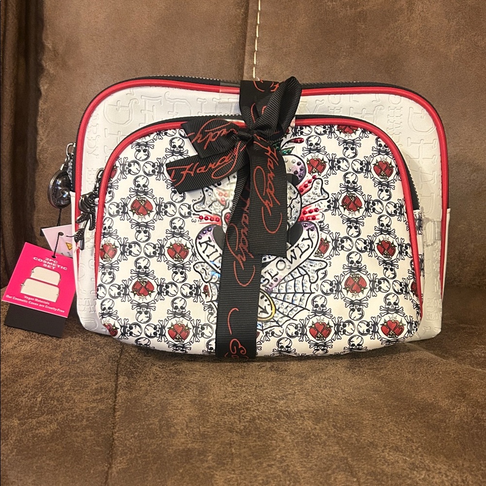 2 Ed Hardy White and Black Women's Cosmetic Bags